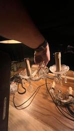 Antiek wandlampjes 2 stuks koper messing glas, Ophalen of Verzenden