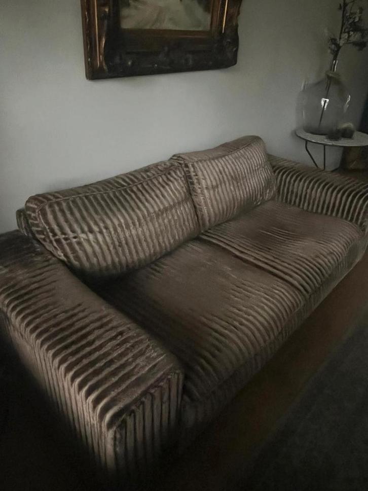 Stoere bruine ribbank, model Pittsburgh., Huis en Inrichting, Banken | Sofa's en Chaises Longues, Stof, Ophalen