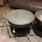 Bijzettafel zwart frame zilveren blad (Showroom model), Huis en Inrichting, Tafels | Bijzettafels, Minder dan 55 cm, Rond, Nieuw