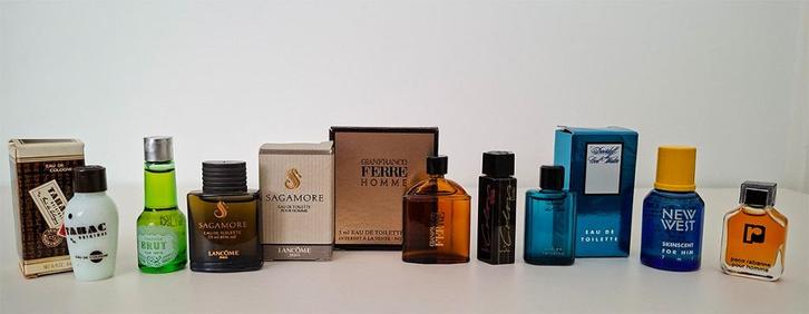 Div. verzamel miniaturen herengeuren (EDC/EDT/AS), Verzamelen, Parfumverzamelingen, Zo goed als nieuw, Miniatuur, Gevuld, Ophalen of Verzenden