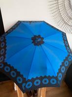 Prachtig blauw gebloemde vintage paraplu, Ophalen of Verzenden, Zo goed als nieuw, Blauw