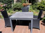 Tuintafel met zwarte wicker stoelen, Wicker, Gebruikt, Ophalen