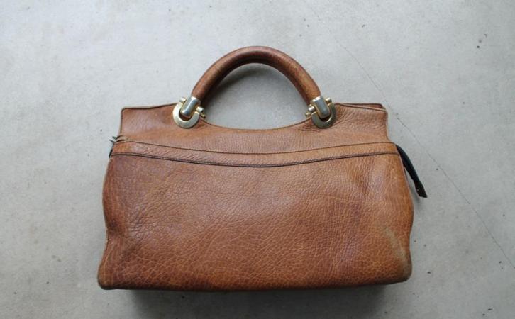 Gold!pfeil vintage dik leren handtas bruin leer VINTAGE, Sieraden, Tassen en Uiterlijk, Tassen | Damestassen, Gebruikt, Handtas
