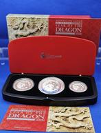 (9367)AUSTRALIA LUNAR II SET DRAGON 2012 PROOF 0,5 1 en 2 Oz, Ophalen of Verzenden, Setje, Zilver