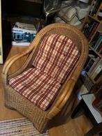 Rotan stoel met kussens, Huis en Inrichting, Stoelen, Ophalen, Bruin, Leunstoel, Riet of Rotan