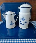 Emaille koffie of theepot en  21.x12,5 melkkan 28,5x12,5, Ophalen of Verzenden