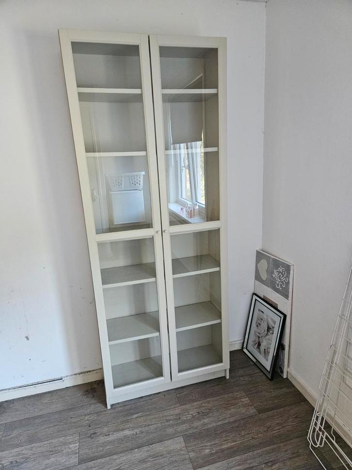 Ikea Billy/Oxberg Kast - Beige - Gebruikt, Huis en Inrichting, Kasten | Boekenkasten, Gebruikt, 50 tot 100 cm, 200 cm of meer