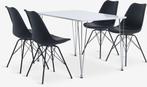 4 zwarte design stoelen in zeer goede staat jysk klarup, Huis en Inrichting, Ophalen, Zo goed als nieuw, Zwart, Vier