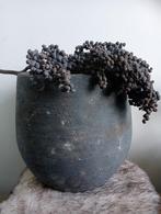 Robuust antraciet pot handgemaakt incl. dadeltak 29 cm, Ophalen, Overige materialen, Rond, Binnen
