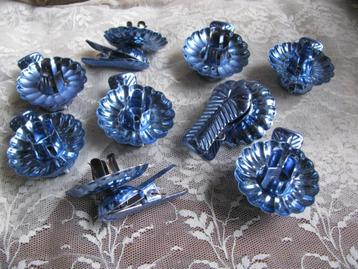 9 Kerstboom Kaarsenknijpers - Metallic Blauw beschikbaar voor biedingen