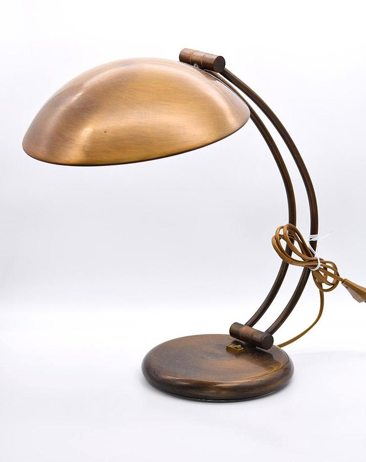 Bauhaus Messing Bureaulamp, 70s Massive, Pieter De Jaeck, Huis en Inrichting, Lampen | Tafellampen, Gebruikt, Minder dan 50 cm