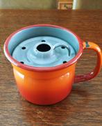 Melkkoker email / emaille / geëmailleerd oranje rood vintage, Ophalen of Verzenden, Huis en Inrichting