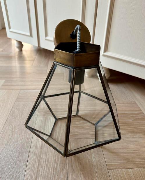 Stijlvolle vintage-look hanglamp in geometrisch design, Huis en Inrichting, Lampen | Lampenkappen, Gebruikt, 25 tot 50 cm, Rond