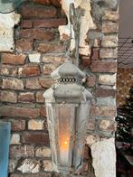 Oude brocante metalen lantaarn, Huis en Inrichting, Lampen | Wandlampen, Ophalen, Gebruikt, Metaal
