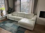 wit leren bankstel 2,5 zits en longchair, Ophalen, Zo goed als nieuw, Leer