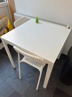 Witte tafel met stoelen, Huis en Inrichting, Tafels | Eettafels, Ophalen, Kunststof, Gebruikt, 100 tot 150 cm