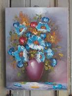 Mooi oud bloemenschilderij stilleven,olieverf op doek,gesign, Antiek en Kunst, Ophalen of Verzenden