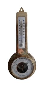 Weerstation (barometer+thermometer) Art Deco in koperen kast, Ophalen of Verzenden, Koper