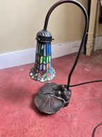 glas in lood lamp met bronzen voet art deco/tiffanny, Ophalen, Gebruikt, Art deco of tiffany, Glas
