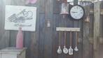 Vintage keukenrek, brocante lepels, hout en porselein. 4A4, Ophalen of Verzenden