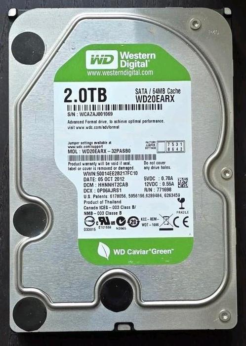 Western Digital WD Caviar Green, 2TB, Maar 213 uur, Computers en Software, Harde schijven, Zo goed als nieuw, Desktop, Ophalen