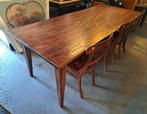 Oude Franse tafel mooi doorleefd teakhout 220 x 90 x 76 cm, Ophalen