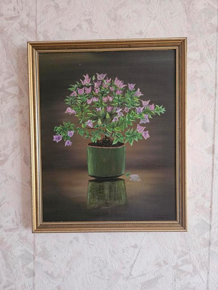 Bloemenschilderij W. Verveer - Gesigneerd, Antiek en Kunst, Kunst | Schilderijen | Klassiek, Ophalen of Verzenden