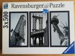 Ravensburger Puzzels 3x 500 stukjes - Indrukken van New York, Ophalen of Verzenden, 500 t/m 1500 stukjes, Zo goed als nieuw, Legpuzzel