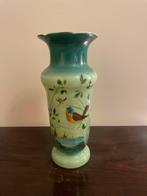 Antieke handbeschilderde vaas met vogel, genummerd, Antiek en Kunst, Ophalen of Verzenden