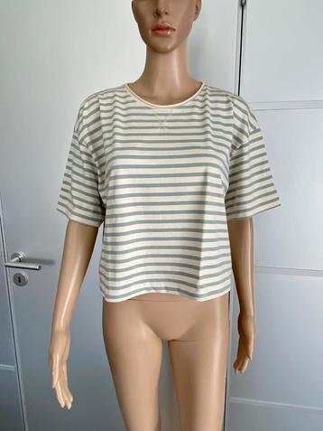 i456 Massimo Dutti maat M=38/40 T-shirt top beige/blauw beschikbaar voor biedingen