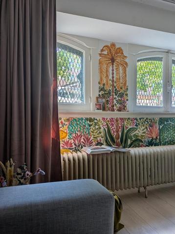 5 lange velvet gordijnen 255x134cm donkerroze + extra stof beschikbaar voor biedingen