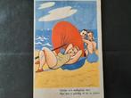 Humor, vrouw in badpak, parasol, gelopen, stempel Leerdam., Verzenden, 1940 tot 1960, Gelopen, Overige thema's