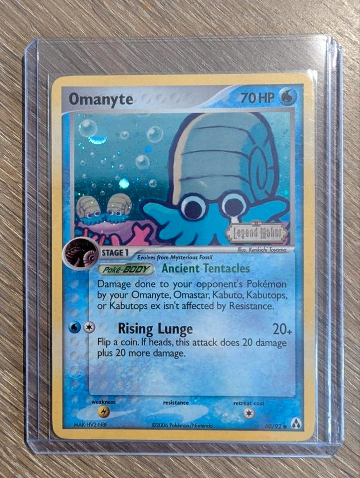 Omanyte uit EX Legend Maker 60/92 reversed foil, Hobby en Vrije tijd, Verzamelkaartspellen | Pokémon, Zo goed als nieuw, Losse kaart