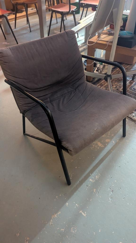 Loungestoel, gratis op te halen, Huis en Inrichting, Stoelen, Gebruikt, Eén, Metaal, Stof, Zwart, Ophalen