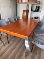 Kersenhouten eettafel plus 6 eetstoelen, Huis en Inrichting, Tafels | Eettafels, Ophalen, Gebruikt, 100 tot 150 cm, 200 cm of meer