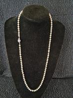 Lange vintage parelketting met zilveren slot 835, Ophalen, Gebruikt, Zilver, Zilver