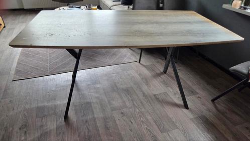 Hele mooie stoere eettafel met zwarte kruispoten, 160x200, Huis en Inrichting, Tafels | Eettafels, Zo goed als nieuw, 150 tot 200 cm