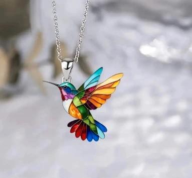 kolibri hangertje, Sieraden, Tassen en Uiterlijk, Kettinghangers, Nieuw, Overige materialen, Overige kleuren, Dier, Ophalen