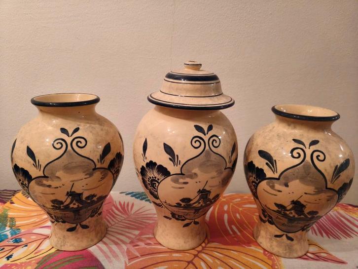 Delfts Blauw Vazen Set - Wester Gouda, Antiek en Kunst, Antiek | Vazen, Ophalen of Verzenden