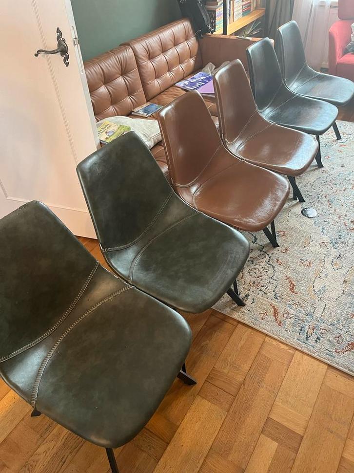 Goossens Eetkamerstoelen - Set van 6, Huis en Inrichting, Stoelen, Gebruikt, Twee, Metaal, Bruin, Ophalen