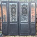 290hx222br Art nouveau deurenset met bovenlicht geetst glas, Ophalen