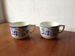 2 Franse, brocante kopjes, blauw, Digoin, Antiek en Kunst, Antiek | Servies los, Ophalen of Verzenden