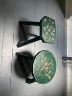 Groene houten krukjes met beschildering, Ophalen, Gebruikt, Hout