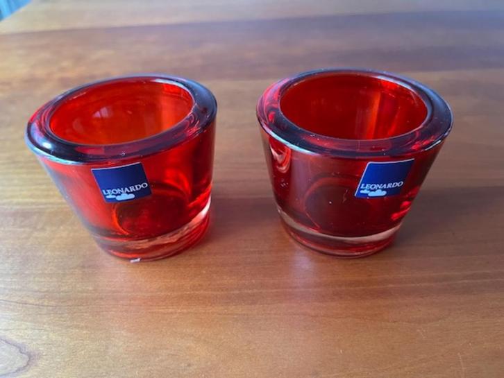 Leonardo theelichten - rood, Huis en Inrichting, Woonaccessoires | Kandelaars en Kaarsen, Gebruikt, Kandelaar, Minder dan 25 cm