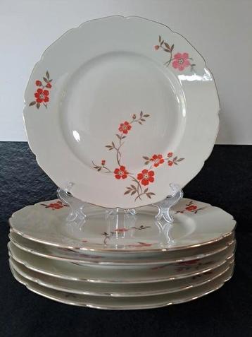 6 Vintage porseleinen dinerborden jaren 1930 Tielsch (2) beschikbaar voor biedingen
