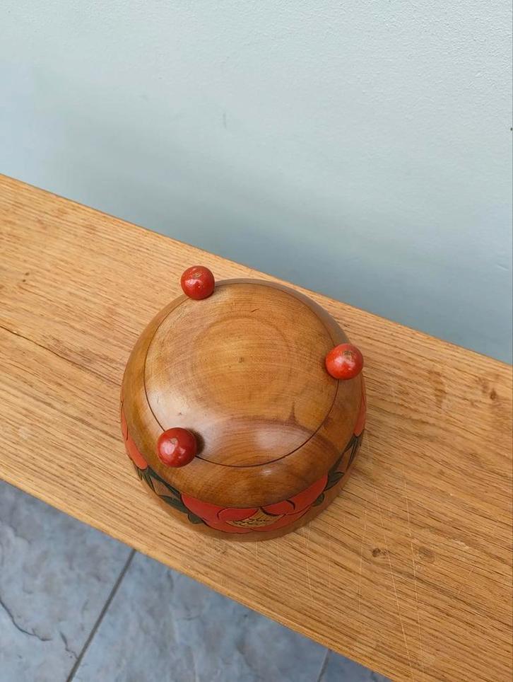 Handgeschilderde Houten Schaal, Antiek en Kunst, Antiek | Schalen, Ophalen of Verzenden
