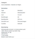 Winterbanden, Ophalen, Gebruikt, 16 inch, Band(en)