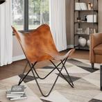 Vlinderstoel echt leer bruin, ,,, Bruin, ,, Nieuw