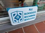 Oude PLV Blokhoofd Bescherming Bevolking Emaille Bord, Ophalen of Verzenden