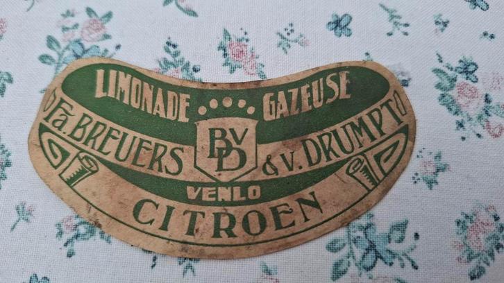 Citroen limonade etiket Venlo Breuers van Drumpt, Verzamelen, Biermerken, Zo goed als nieuw, Ophalen of Verzenden